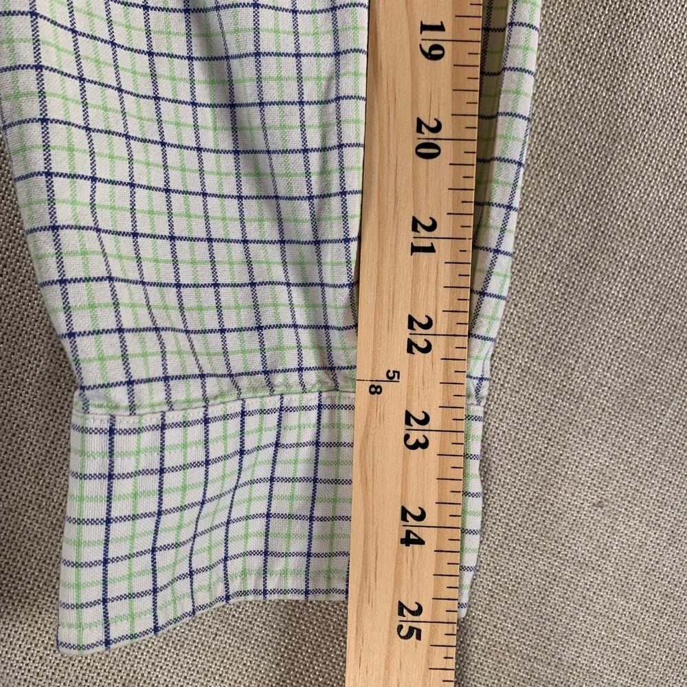 Ralph Lauren Classic Fit Mens Large Green Blue Check‎ Cotton Button Down Shirt